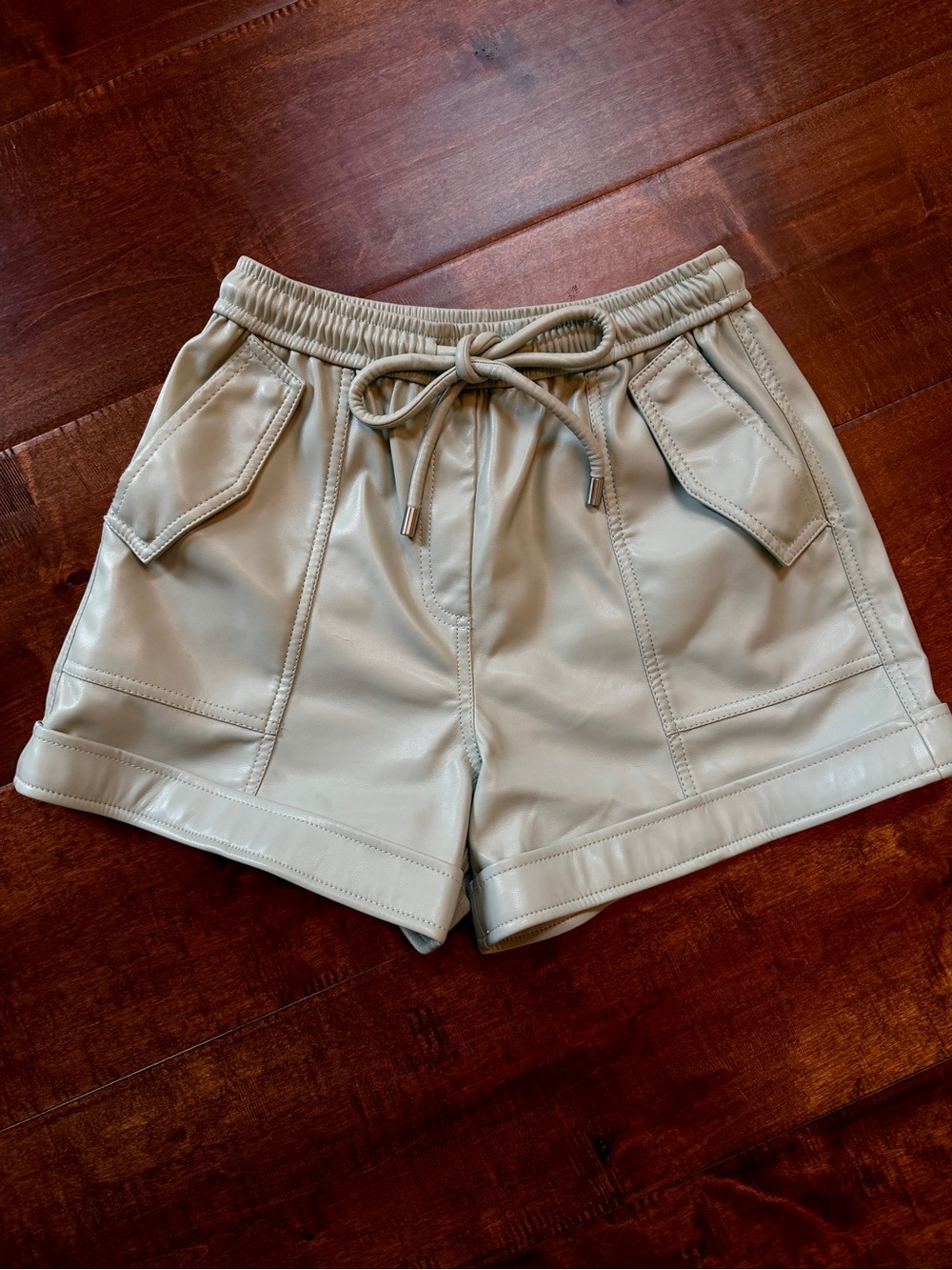 Jonathan Simkhai Doah Vegan Leather Shorts in Green